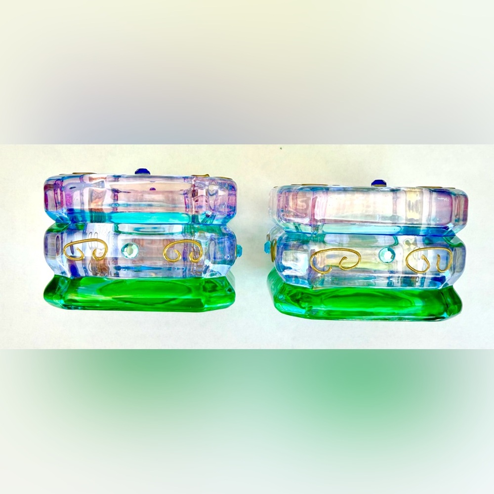 PartyLite Mardi Gras Tealight Candle Holder Pair (2) #P7271_NIB